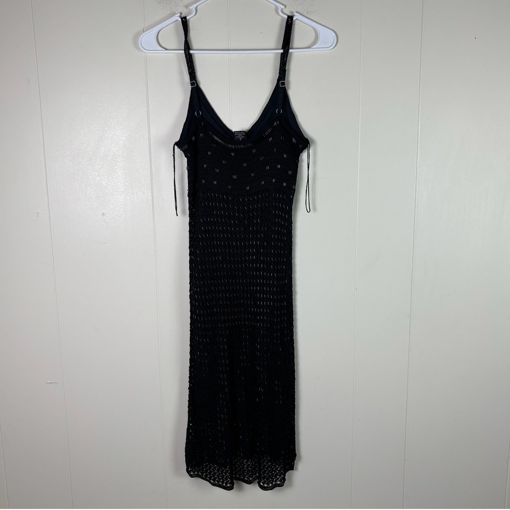 Guess Collection Black‎ Crochet Beaded Midi Dress Sleeveless Party Cocktail